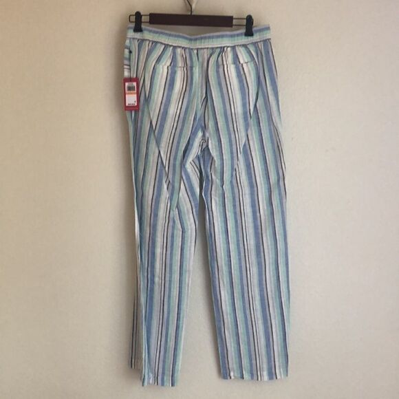 NWT Vince Camuto Linen Aqua Ice Striped Pants - S - Picture 4 of 9